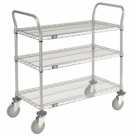 Nexel Utility Cart w/3 Shelves & Poly Casters, 1200 lb. Capacity, 36inL x 24inW x 39inH 168211